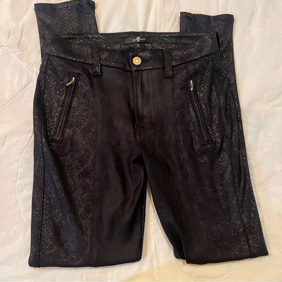 7 For All Mankind Black Snakeskin Pants - Picture 5 of 12